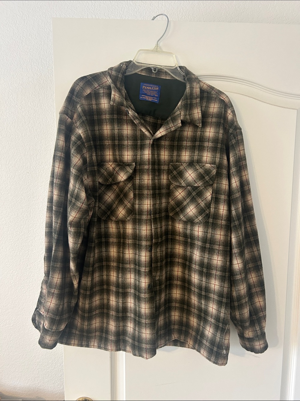 Pendleton Men's Brown & Cream Plaid Shirt Jacket
